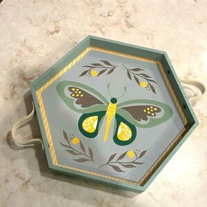 Wooden butterfly tray with handles